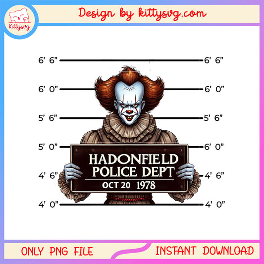 Hadonfield police dept oct 20 1978 pennywise png, horror clown png