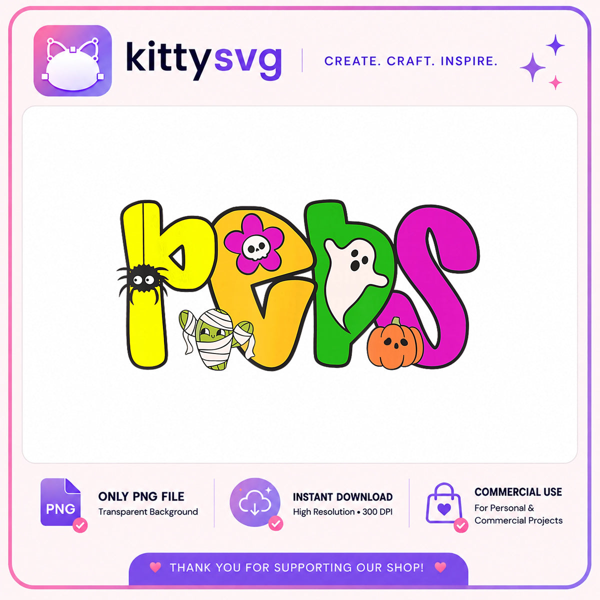Halloween Boos PNG, Cute Ghost Pumpkin Mummy Spider PNG, Spooky PNG