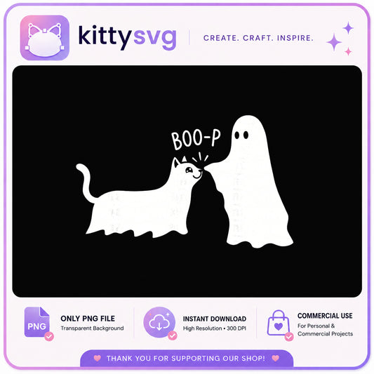 Halloween Cat Ghost Boo Boop PNG, Funny Cat Halloween PNG, Spooky Cat PNG