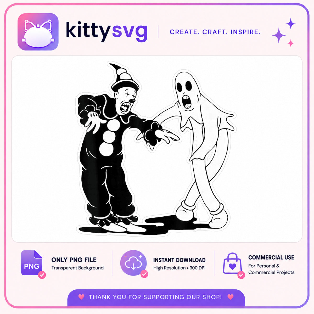 Halloween Clown And Ghost PNG, Spooky Halloween PNG, Horror PNG