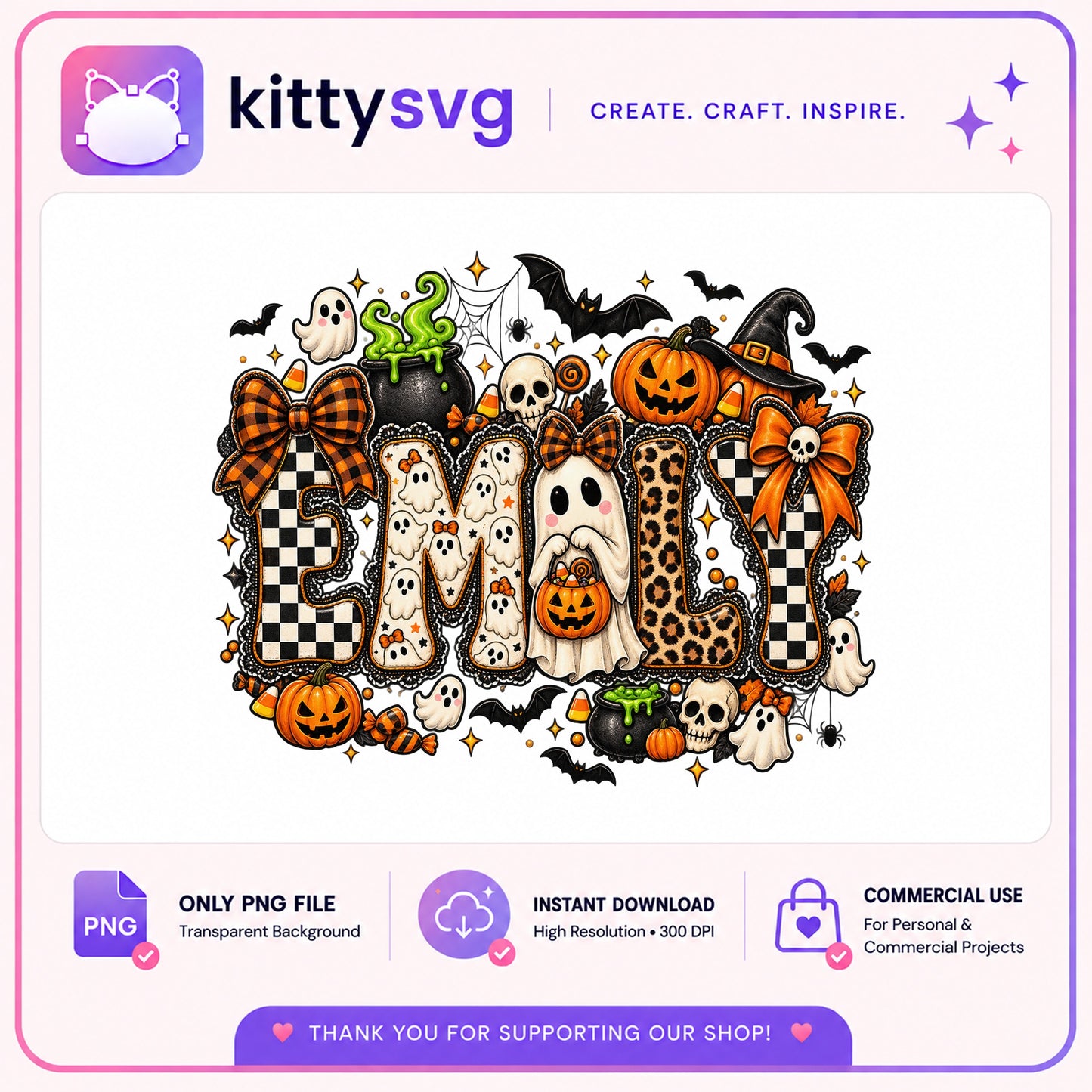 Halloween Custom Name PNG, Spooky Ghost Pumpkin PNG, Halloween PNG