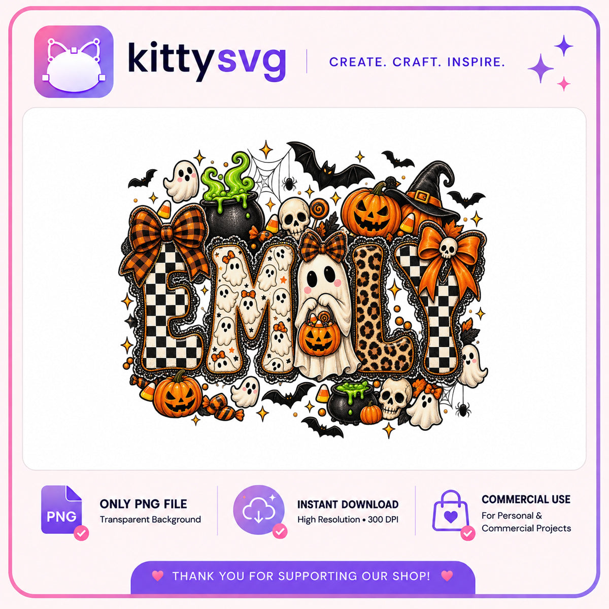 Halloween Custom Name PNG, Spooky Ghost Pumpkin PNG, Halloween PNG