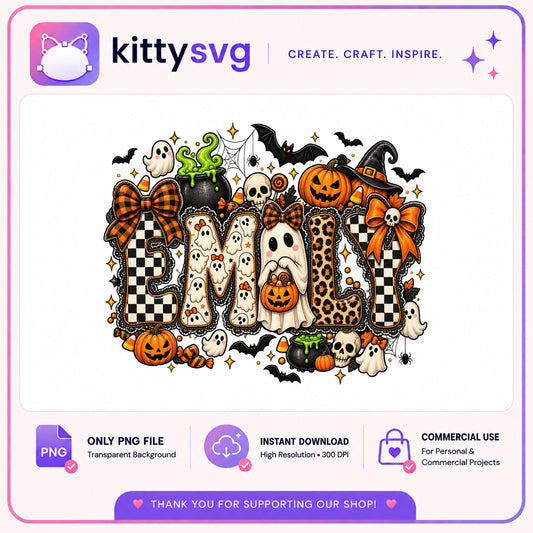 Halloween Custom Name PNG, Spooky Ghost Pumpkin PNG, Halloween PNG