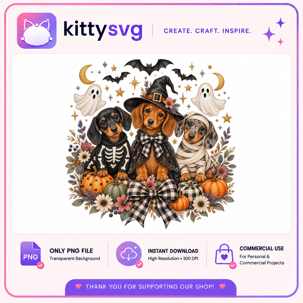 Halloween Dachshund PNG, Cute Dog Halloween Costume PNG, Spooky Puppy PNG