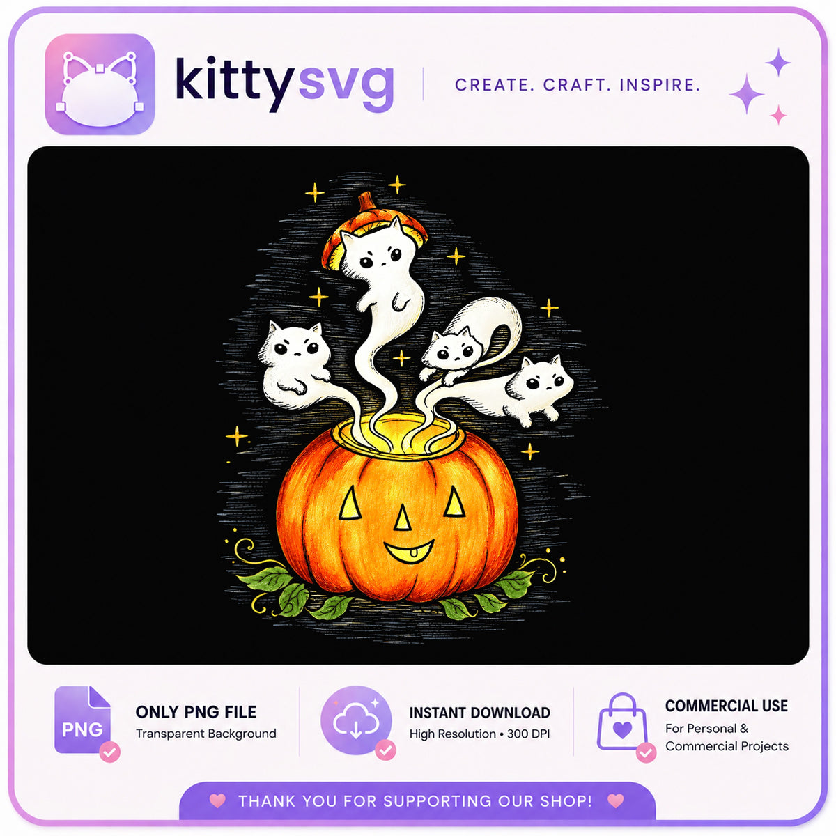 Halloween Ghost Cat Pumpkin PNG, Cute Cat Halloween PNG, Spooky Cat PNG