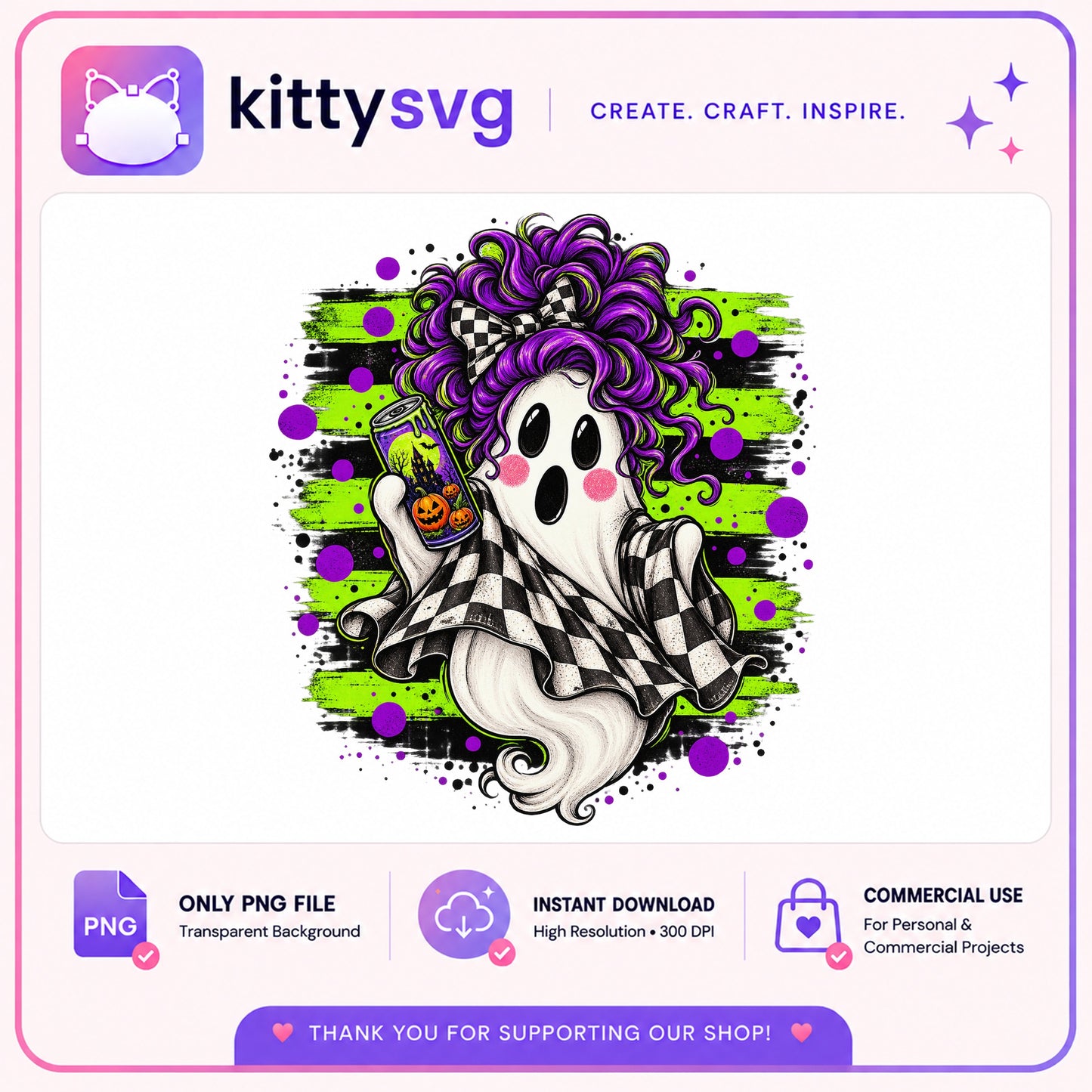 Halloween Ghost Messy Bun PNG, Spooky Ghost Girl PNG, Halloween PNG
