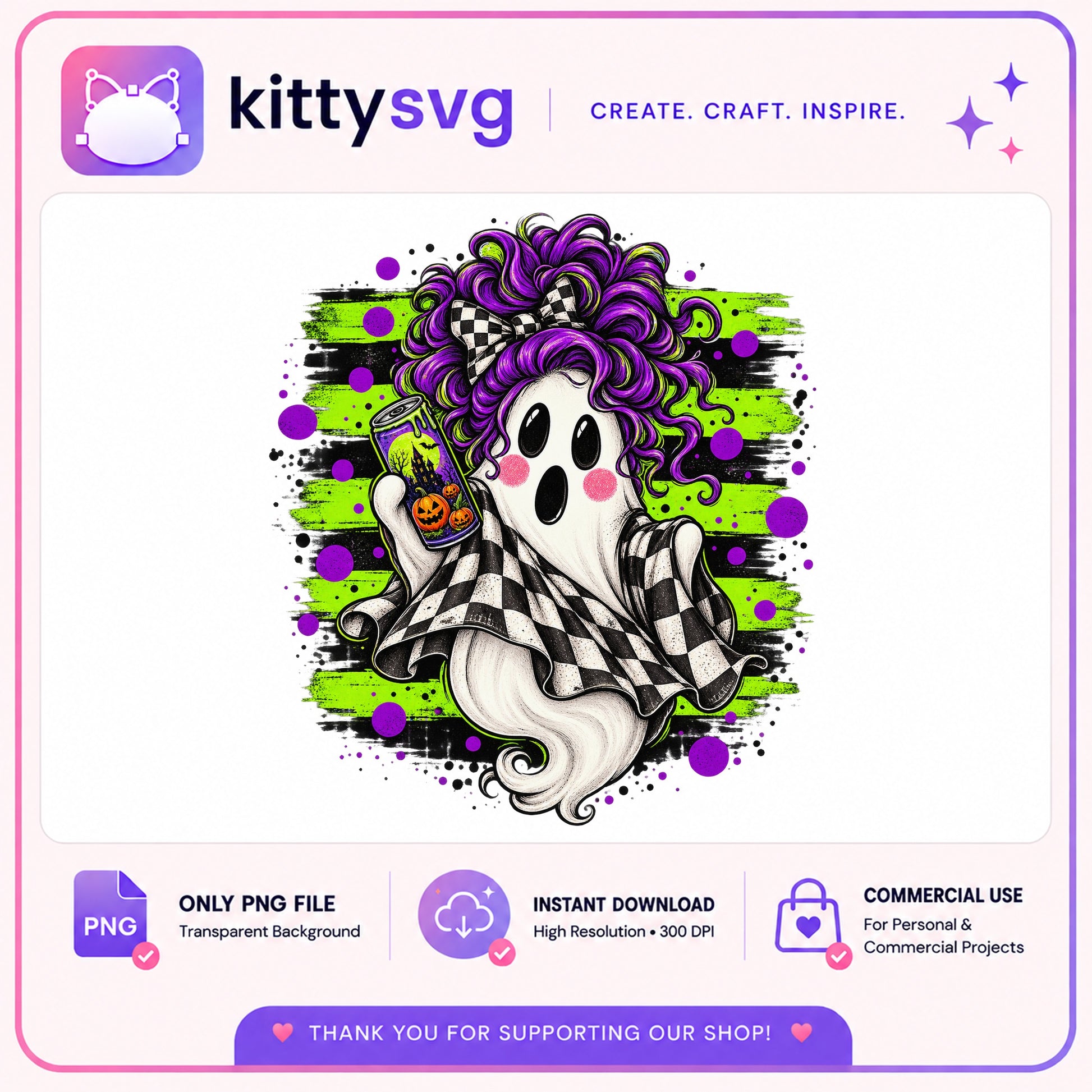 Halloween Ghost Messy Bun PNG, Spooky Ghost Girl PNG, Halloween PNG