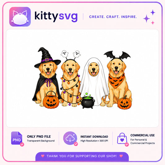 Halloween Golden Retriever PNG, Spooky Dog Costume, Dog Halloween PNG