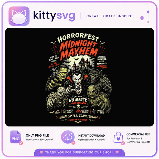 Halloween Horror Monsters Midnight Mayhem PNG, Dracula PNG, Halloween PNG