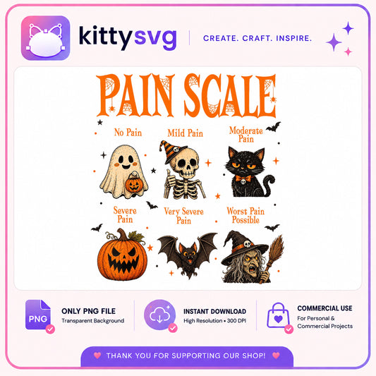 Halloween Pain Scale PNG, Nurse Halloween Shirt, Funny Halloween PNG
