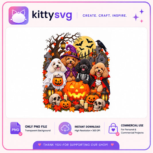 Halloween Poodle Dog In Costume PNG, Cute Dog Halloween PNG, Spooky Dog PNG