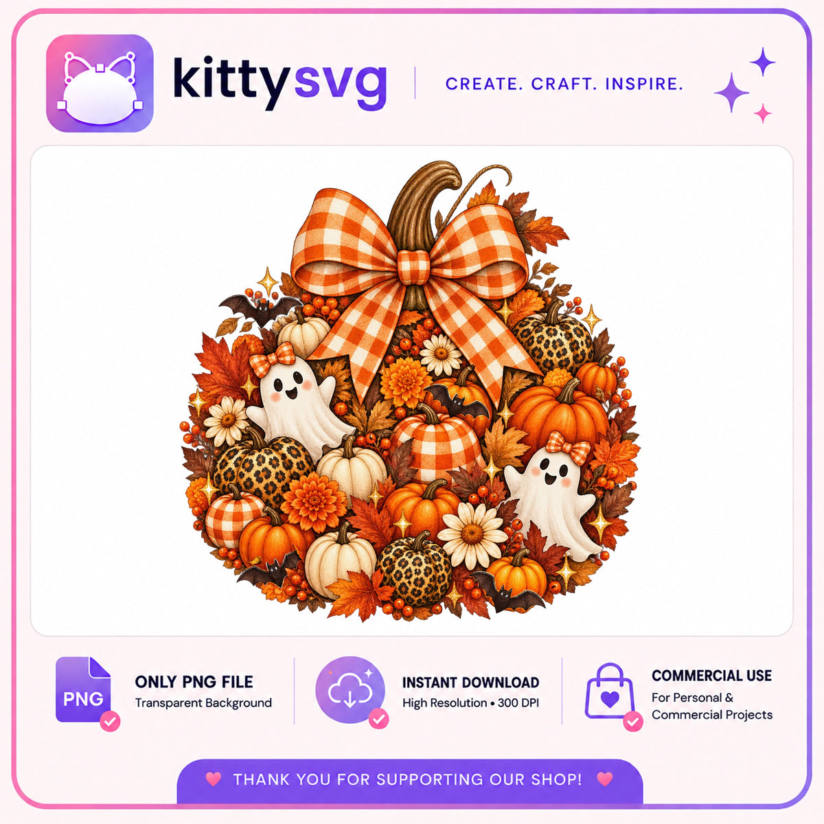 Halloween Pumpkin Ghost PNG, Fall Autumn Bow Clipart, Halloween PNG