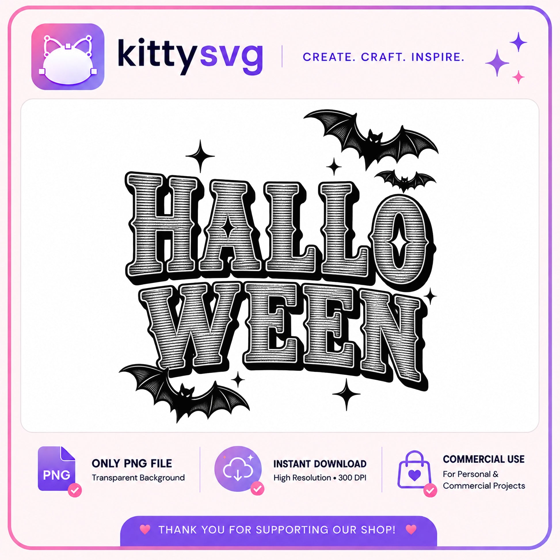 Halloween Retro PNG, Spooky Bat Halloween Design, Horror PNG