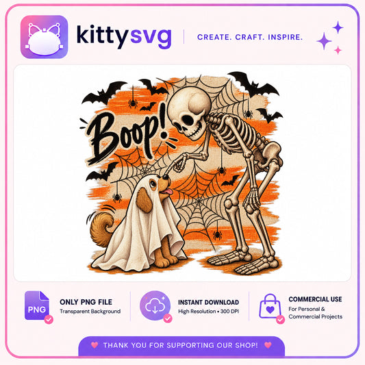 Halloween Skeleton Boop Dog Ghost PNG, Funny Halloween PNG, Spooky Dog PNG