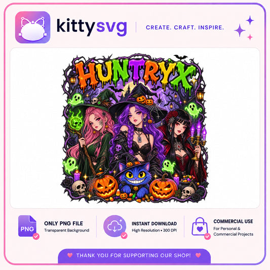Halloween Witch Girls PNG, Spooky Witches Sublimation PNG, Halloween PNG