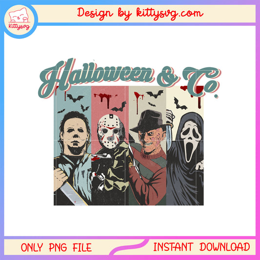 Halloween & co characters collage film png, happy halloween png