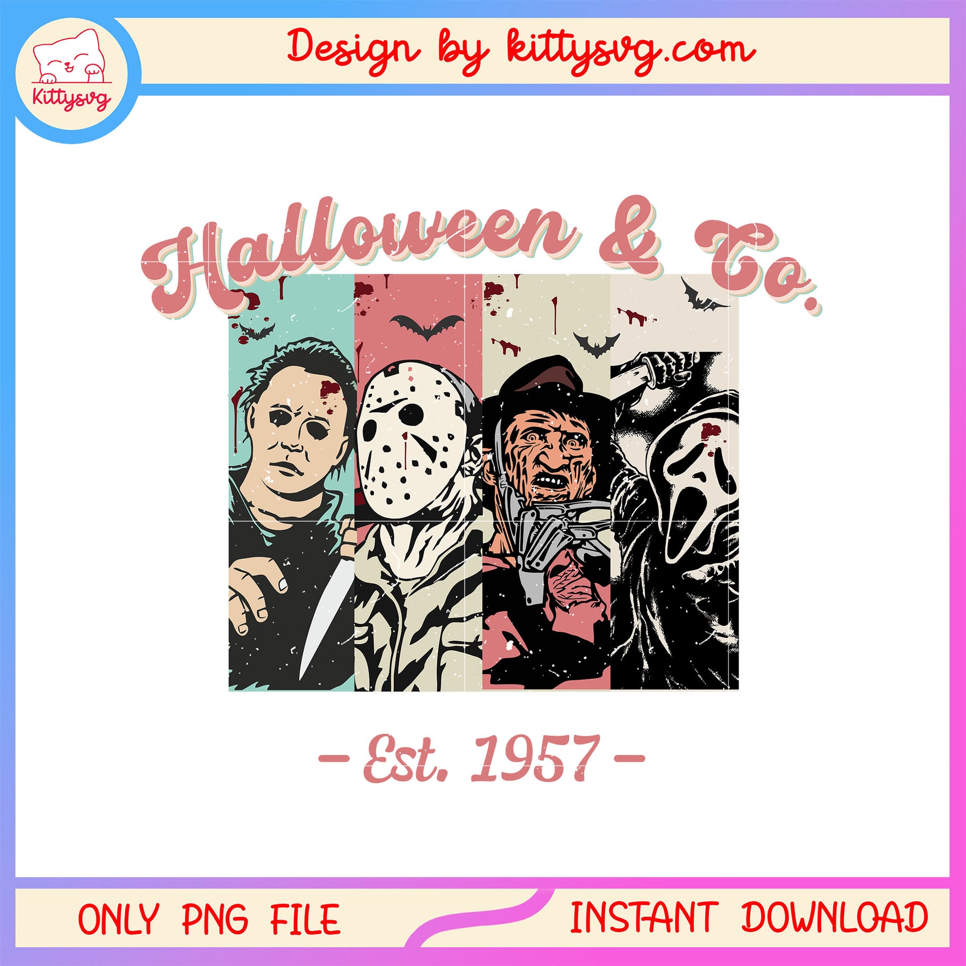 Halloween & co est 1957 characters collage picture png, halloween holiday png