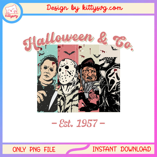Halloween & co est 1957 characters collage picture png, halloween holiday png
