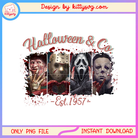 Halloween & co est 1957 spooky collage design png, halloween der film png 