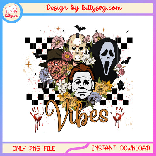 Halloween casts retro vibes design png, retro horror vibes png