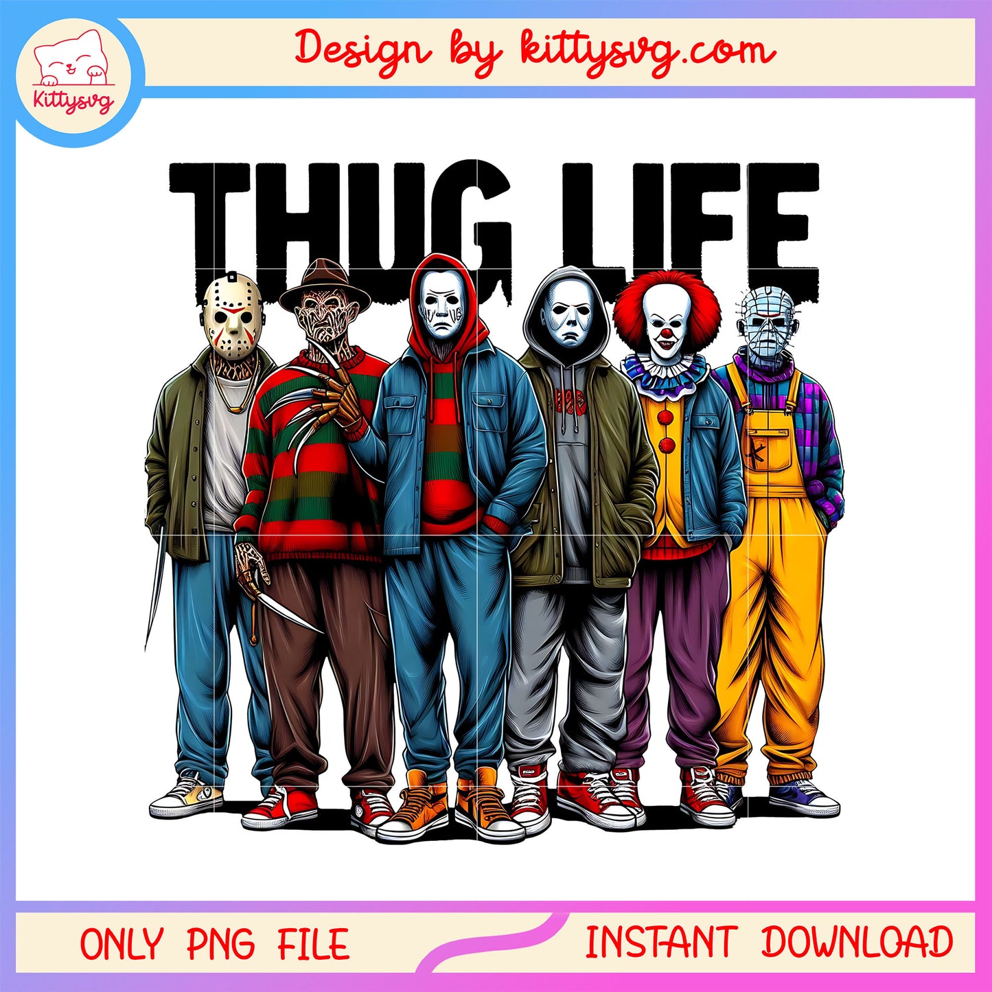 Halloween characters collage thug life outfits png, halloween thug life png