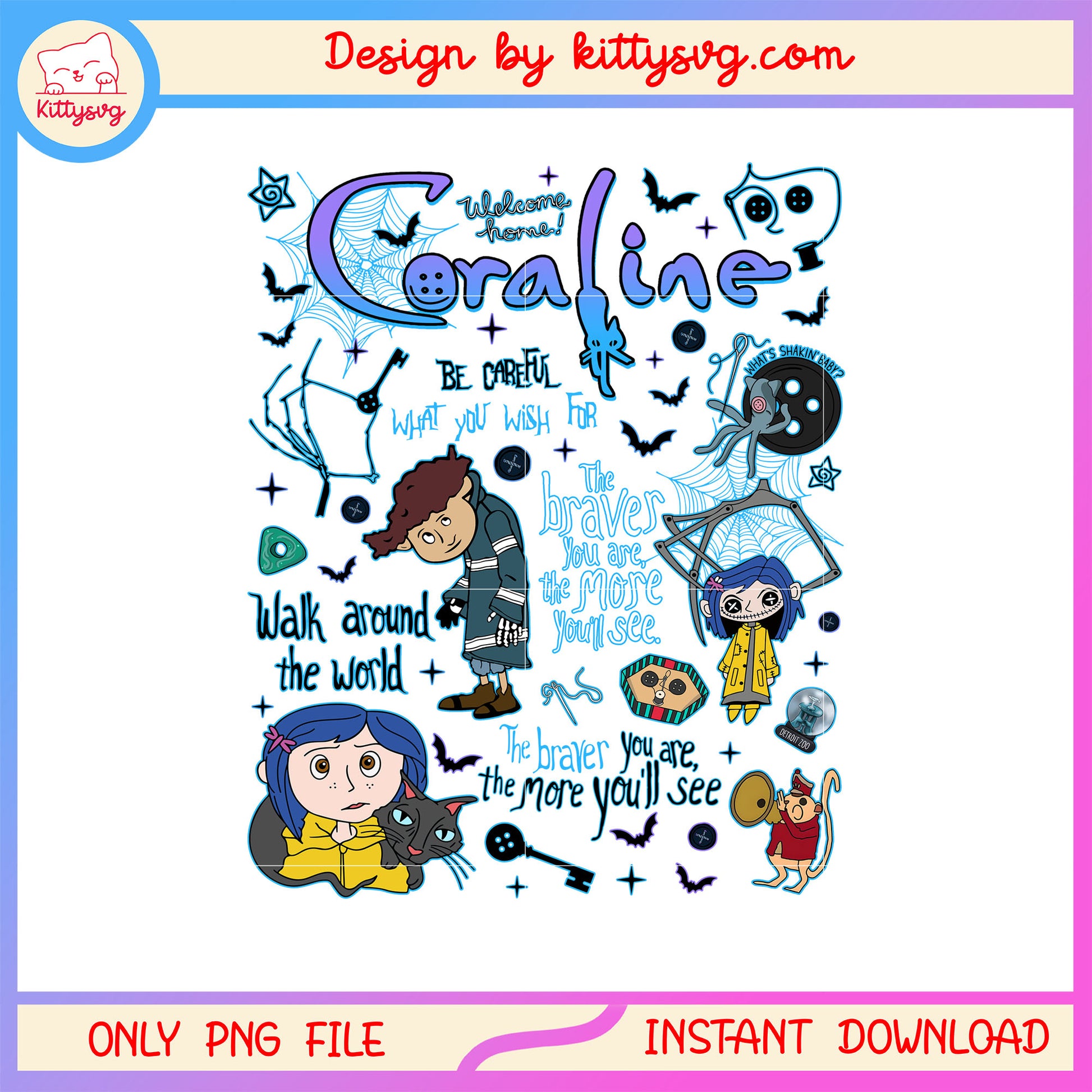 Halloween coraline cartoon characters png, coraline movie quotes png