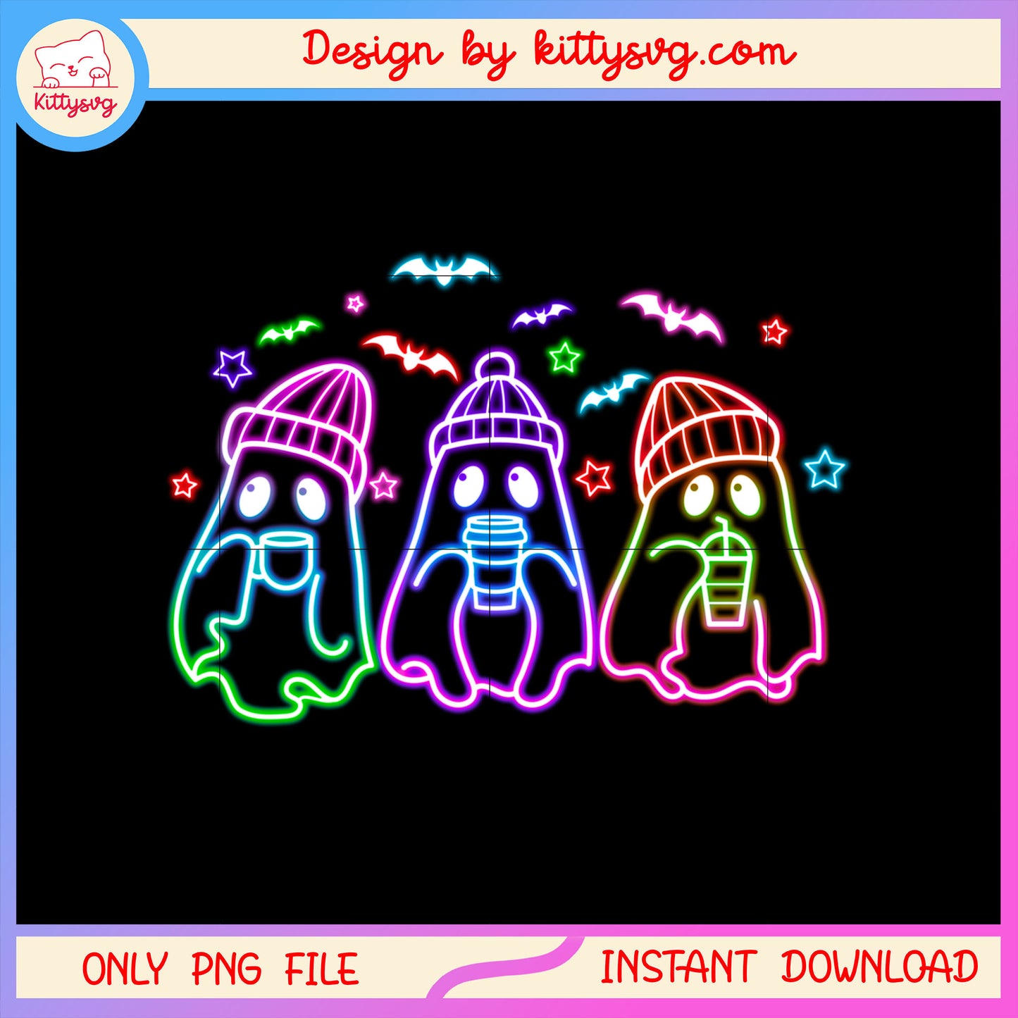 Halloween ghost coffee design png, cute ghost halloween decorations png