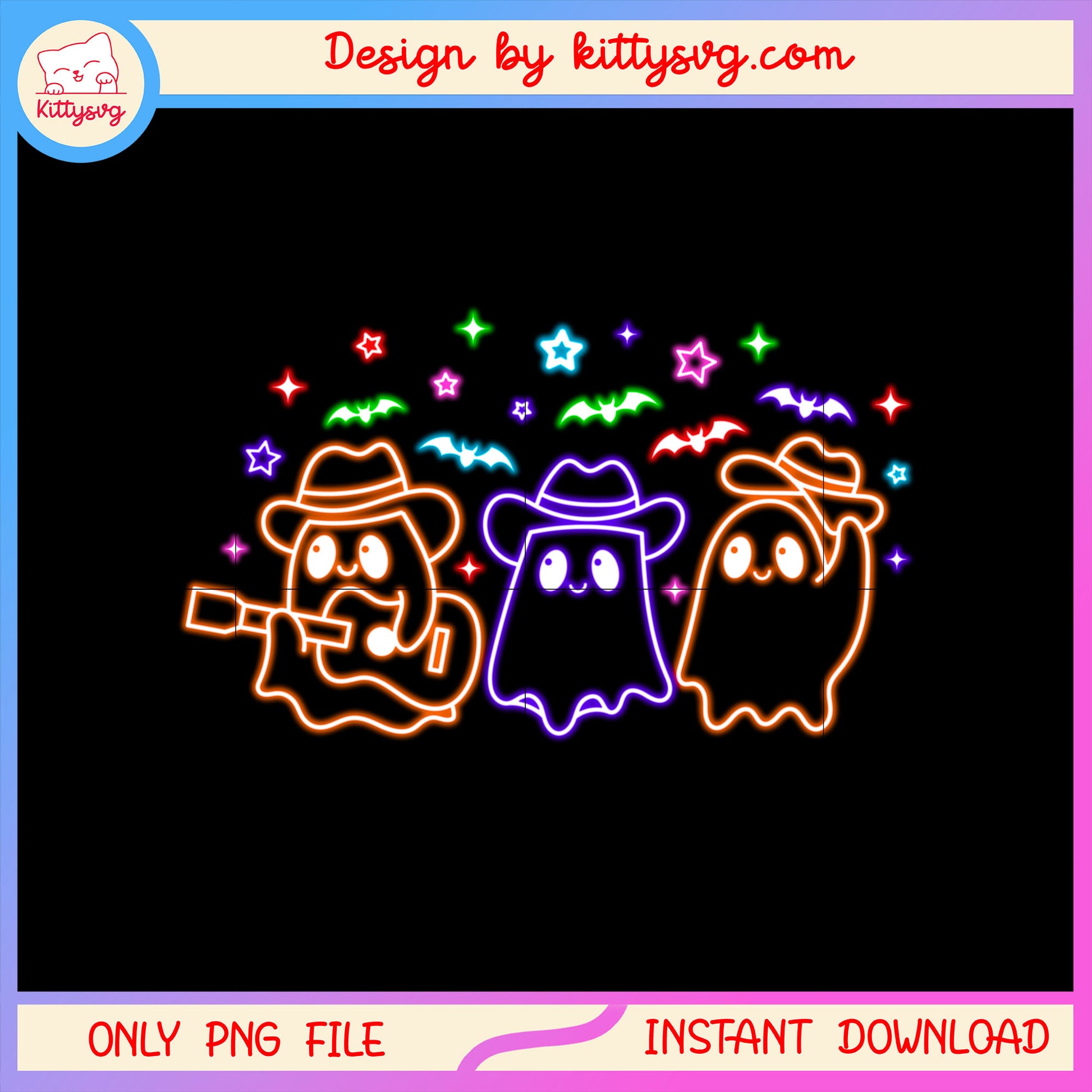 Halloween ghosts cute funny neon png, halloween ghost decor png