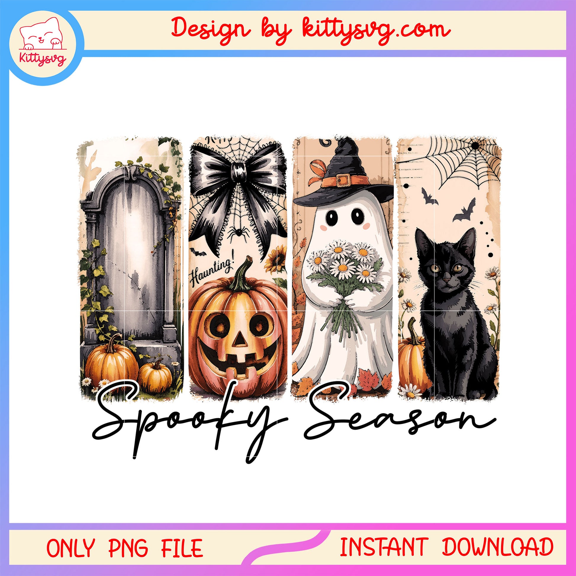 Halloween ghost spooky season png, horror ghost png, halloween pumpkin png