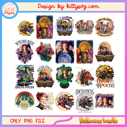 Halloween hocus pocus moon design bundle png, hocus pocus halloween​ png
