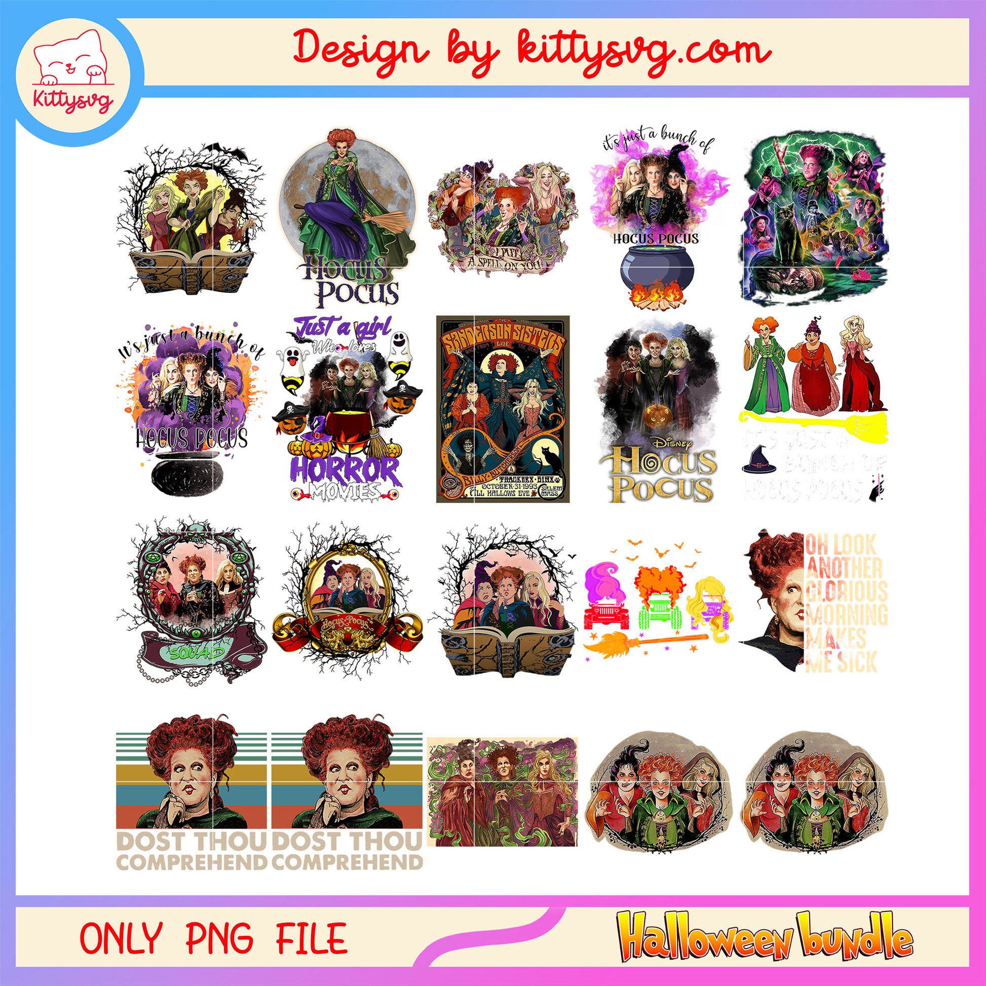 Halloween hocus pocus movie bundle png, happy halloween hocus pocus​ png