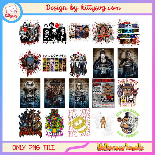 Halloween horror characters blood bundle png, halloween holiday png