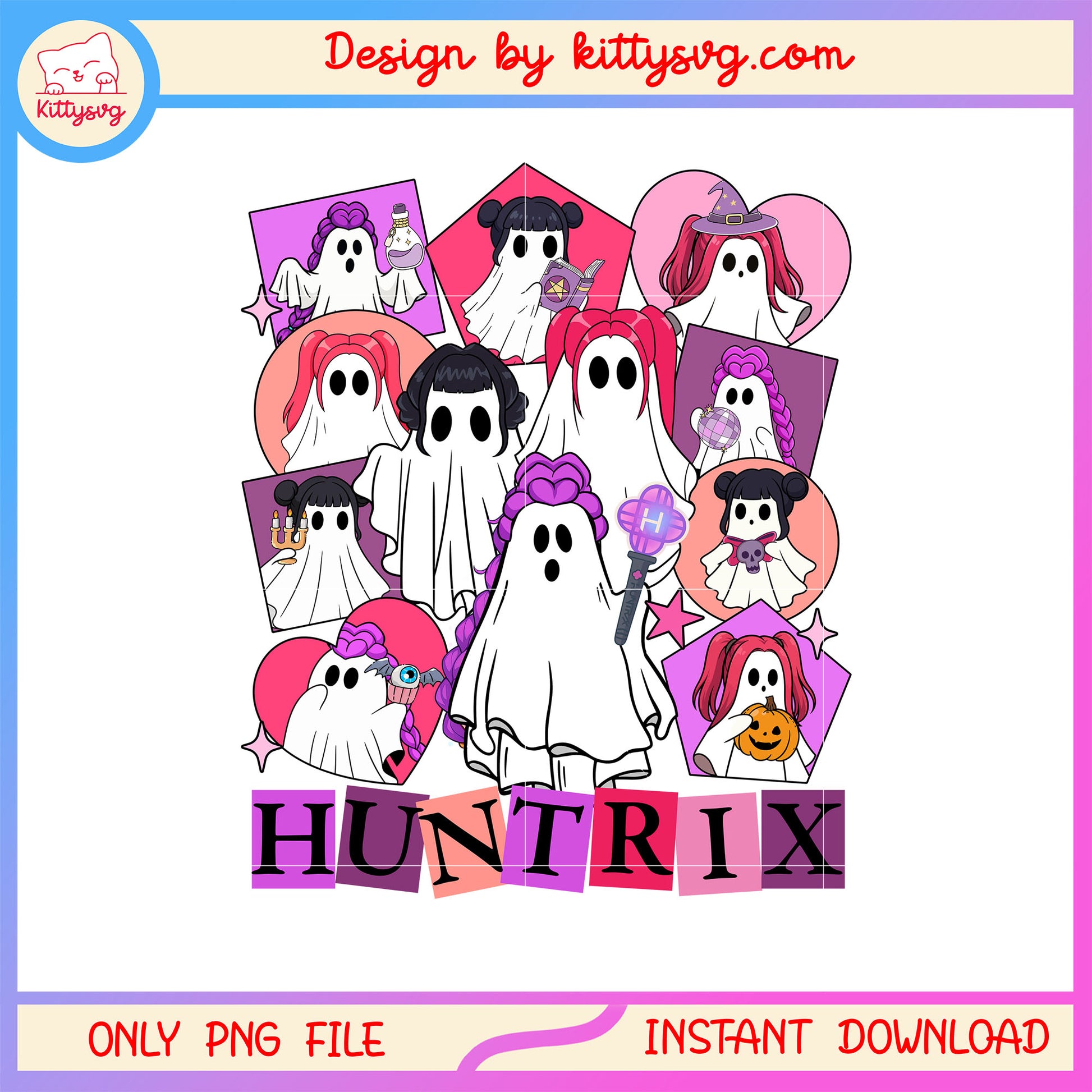 Halloween huntric ghost costume png, the huntrix band png