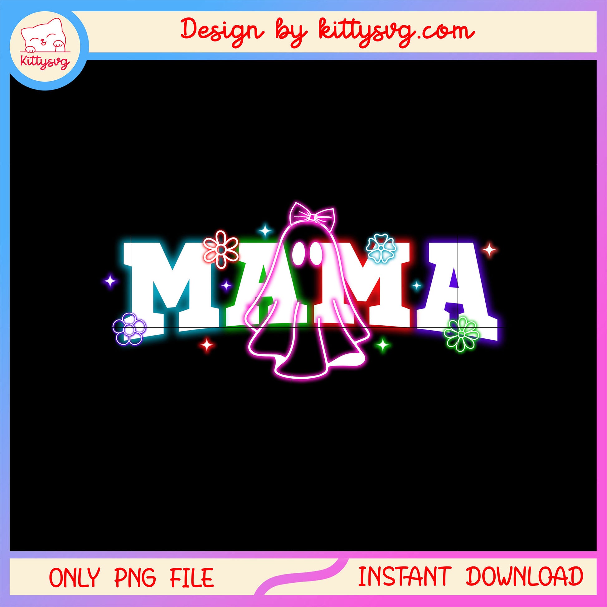 Halloween mama ghost text design png, cartoon cute ghost drawing png