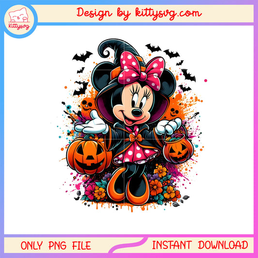 Halloween minnie  witch costume png, minnie mouse halloween png