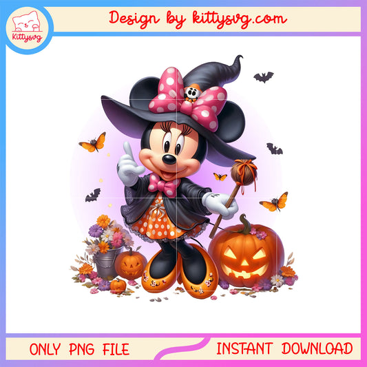 Halloween pumpkin witch minnie mouse movie png, minnie mouse disney png