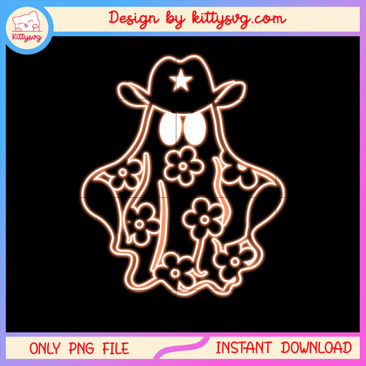Halloween sheet ghost cowboy png, cute halloween ghost png