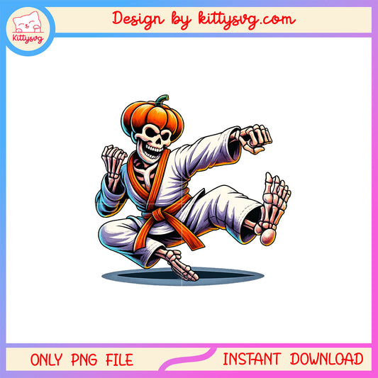 Halloween skeleton karate design png, skeleton halloween png