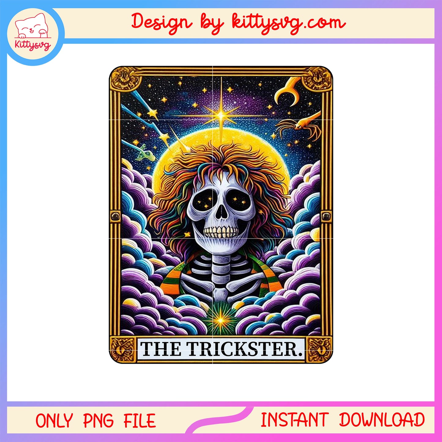Halloween skull tarot card design png, beest horror movie png