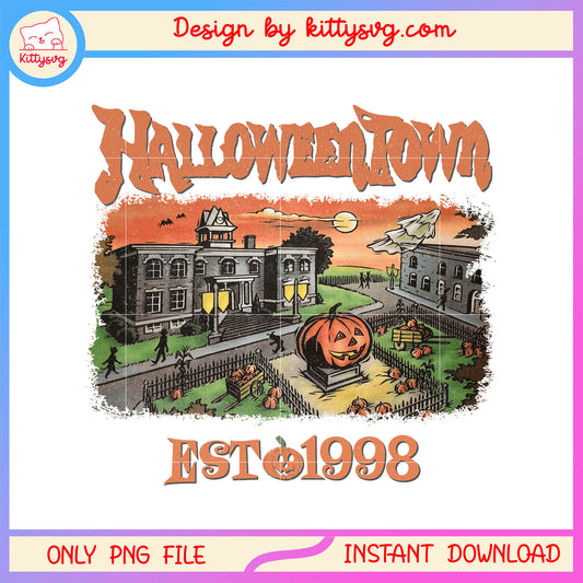 Halloween town est 1998 png, halloween background png, pumpkin png