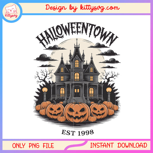 Halloween town est 1998 png, halloween decor png, horror pumpkin png