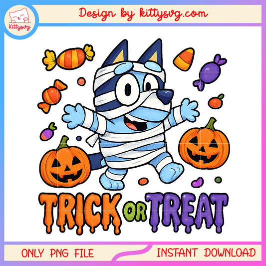 Haloween trick or treat png, bluey character png, cartoon png