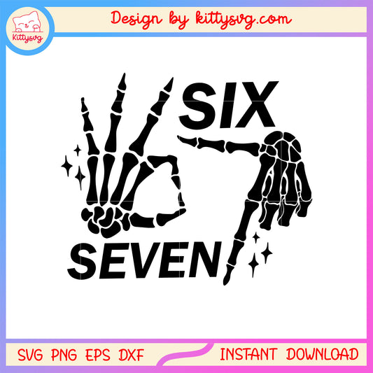 Handsign six seven numbers design svg, skeleton hand svg