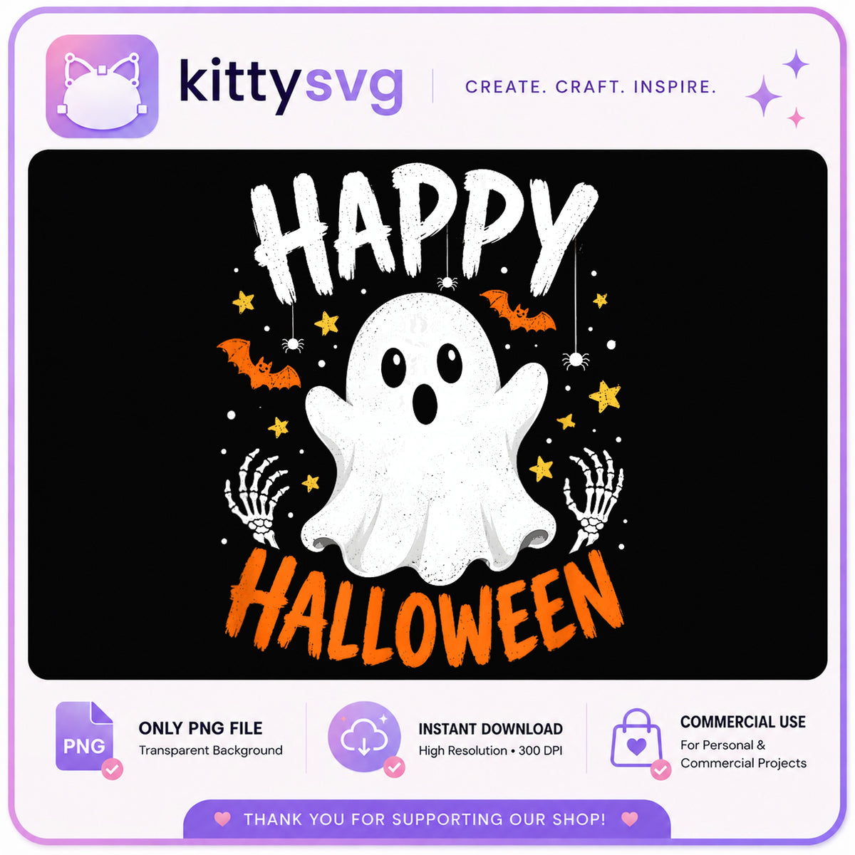 Happy Halloween Ghost PNG, Cute Ghost Halloween PNG, Spooky PNG