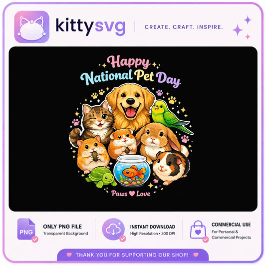 Happy National Pet Day PNG, Cute Animals Paws Love, Pet PNG