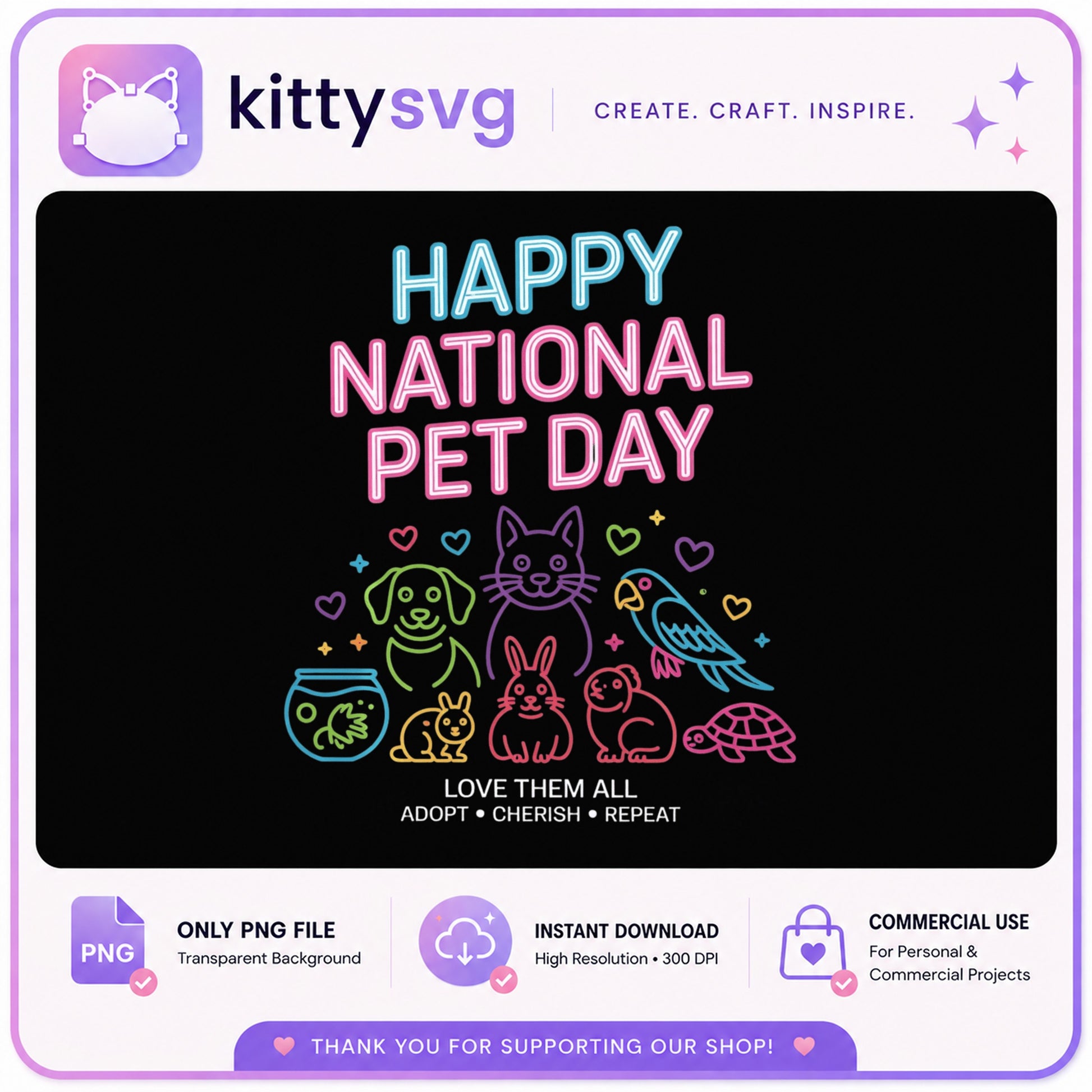 Happy National Pet Day PNG, Pet Lover Shirt PNG, Animals PNG