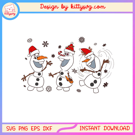 Happy christmas santa hat olaf frozen clipart svg, disney olaf svg