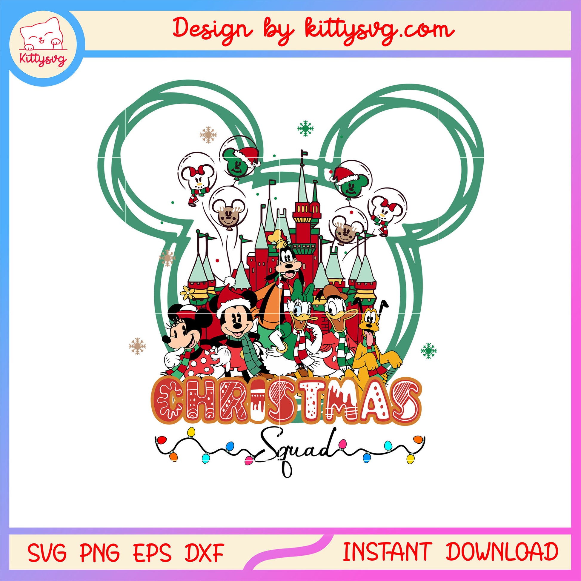 Happy christmas squad friends mickey ear svg, mickey ear svg