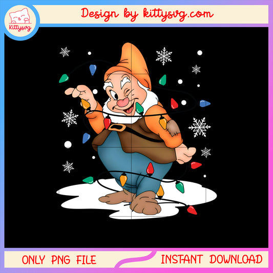 Happy dwarf disney christmas light png, happy snow white png
