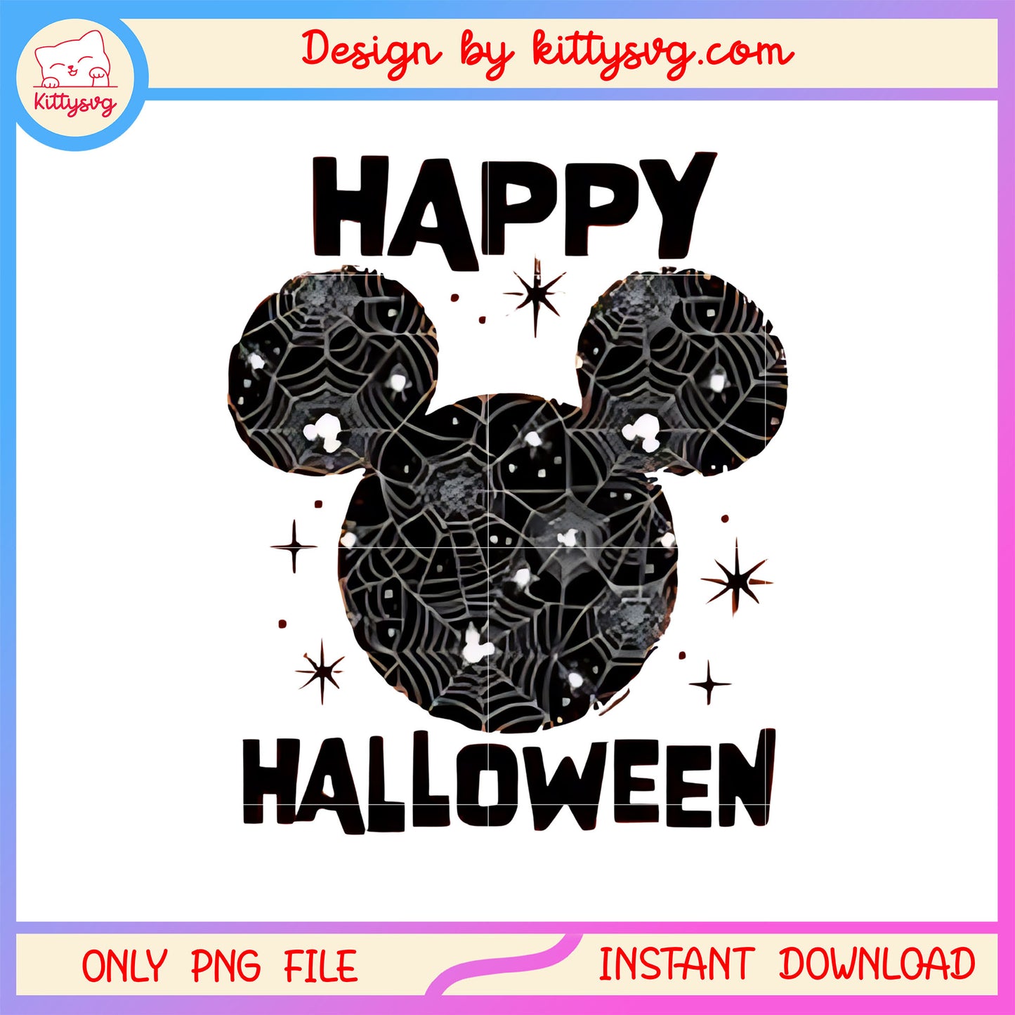 Happy halloween coweb mickey head design png, mickey head png